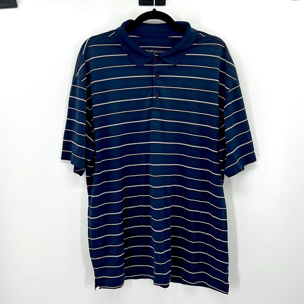 Nike Golf Performance Stripe Polo Shirt - Navy/White - XL